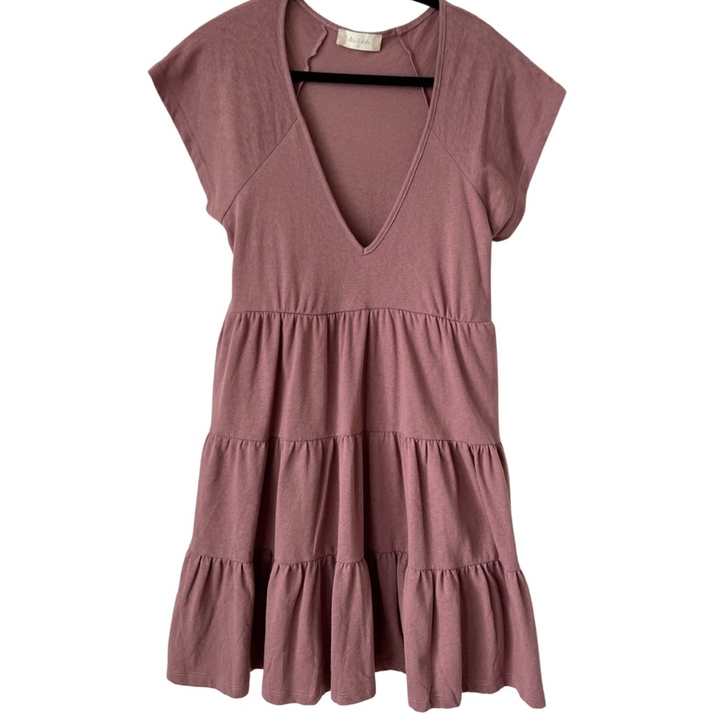 Altar’d State Deep V-neck Short Sleeve Ruffled Dress - NWOT